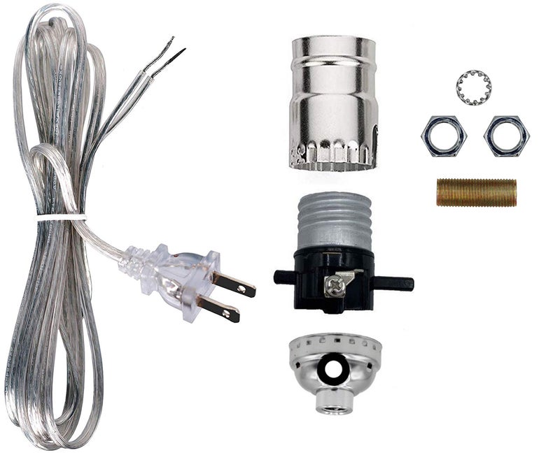 Creative Hobbies Make a Lamp or Repair Kit with Essential Hardware and Matching Cord (Silver) - Image 1